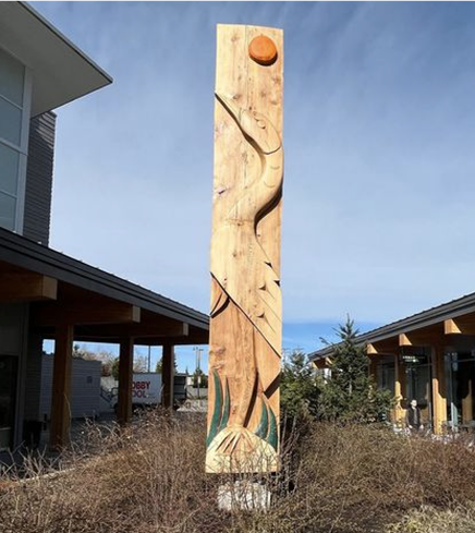 Salish Blue Heron Housepost